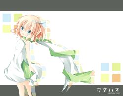 Rule 34 | 1girl, :d, arm at side, bare arms, belle (katahane), blonde hair, blue eyes, blue ribbon, blush, commentary request, copyright name, dress, green scarf, hair between eyes, hair ribbon, head tilt, highres, katahane, kushida you, looking at viewer, looking to the side, open mouth, ribbon, scarf, sleeveless, sleeveless dress, smile, solo, sundress, white dress