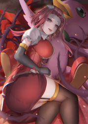 Rule 34 | 1girl, absurdres, artist request, ass, black rose dragon, breasts, completely nude, elbow gloves, garter straps, gloves, highres, izayoi aki, large breasts, long hair, looking at viewer, nude, puffy sleeves, red eyes, red hair, short sleeves, skirt, solo, sonic chick, thighhighs, thighs, underwear, yu-gi-oh!, yu-gi-oh! 5d&#039;s