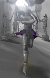 Rule 34 | 1boy, armor, castle, charge, charging forward, demon&#039;s souls, from software, full armor, full body, incoming attack, knight, male focus, medieval, monochrome, penetrator (demon&#039;s souls), pov, solo, spot color, statue, sword, weapon