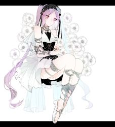 Rule 34 | 1girl, bare shoulders, breasts, dress, euryale (fate), fate/grand order, fate/hollow ataraxia, fate (series), frills, hairband, jewelry, purple eyes, purple hair, ribbon, sandals, twintails, very long hair