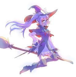 Rule 34 | 1girl, blue eyes, blush, broom, full body, halloween, hat, iesupa, long hair, looking at viewer, rwby, scar, smile, solo, weiss schnee, witch