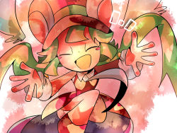 Rule 34 | 1girl, animal ears, blush stickers, green hair, hat, highres, leotard, mad rat dead, mouse (animal), mouse ears, mouse girl, mouse tail, nippon ichi, rat god, tail, top hat, wings, wrist cuffs