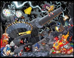 Rule 34 | 1girl, 6+boys, adventures of sonic the hedgehog, bandages, battle, blaze the cat, captain whisker, chaos emerald, claws, destroyed, destruction, dr. eggman, dr. ivo &#039;eggman&#039; robotnik, eggman nega, fighting, fingerless gloves, fleetway super sonic, gloves, happy, hat, herms85, metal sonic, multiple boys, pirate, pirate costume, pirate hat, rain, scourge the hedgehog, sharp teeth, smile, sol emerald, sonic (series), sonic rush, sonic rush adventure, sonic the comic, sonic the hedgehog, sonic the hedgehog (archie comics), sonic the hedgehog (satam), sonic underground, storm, sunglasses, super scourge, super sonic, teeth, tongue, tongue out, white gloves, zonic the zone cop