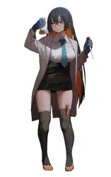 Rule 34 | 1girl, absurdres, aqua necktie, bespectacled, black hair, black skirt, black thighhighs, breasts, closed mouth, coat, collared shirt, commission, erlenmeyer flask, expressionless, flask, full body, glasses, high-waist skirt, highres, holding pipette, holding vial, lab coat, long hair, long sleeves, medium breasts, miniskirt, monero, monero-chan, multicolored hair, necktie, open clothes, open coat, orange eyes, orange footwear, orange hair, pen, pencil skirt, pipette, rampage (artist), second-party source, shirt, shirt tucked in, sidelocks, simple background, skirt, solo, tachi-e, thighhighs, transparent background, two-tone hair, very long hair, vial, white coat, white shirt