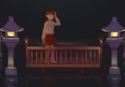Rule 34 | 1girl, arm at side, arm up, blush, braid, brown hair, closed eyes, commentary, confused, dark, depressionist47, english commentary, film grain, gameplay mechanics, hand on own head, lamppost, long hair, long sleeves, low twintails, madotsuki, medium bangs, medium hair, night, night sky, open mouth, outdoors, pink sweater, pleated skirt, print sweater, red skirt, reflection, reflective water, scratching head, skirt, sky, solo, standing, sweater, twin braids, twintails, water, wide shot, yume nikki