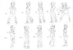 Rule 34 | 10s, 6+girls, ayanami (kancolle), character name, dress, fubuki (kancolle), full body, graphite (medium), hatsuyuki (kancolle), isonami (kancolle), kantai collection, kitakami (kancolle), long hair, miyuki (kancolle), multiple girls, murakumo (kancolle), ooi (kancolle), sailor dress, school uniform, serafuku, shikinami (kancolle), shirayuki (kancolle), shirubaburu, short hair, traditional media, translation request