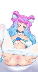 Rule 34 | 1girl, absurdres, anus, blue hair, breasts, censored, closed mouth, clothes pull, cum, cum in pussy, cure la mer, gradient hair, hair ornament, highres, laura (precure), laura la mer, long hair, magical girl, medium breasts, mosaic censoring, multicolored hair, navel, nipples, nypdesu, pantyhose, pantyhose pull, pink eyes, pink hair, precure, pussy, simple background, smile, solo, spread legs, spread pussy, tropical-rouge! precure, two-tone hair, white background, white pantyhose