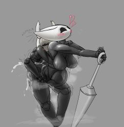 Rule 34 | 1boy, 1girl, absurdres, ass, ass grab, black skin, blush, breasts, colored skin, cum, cum in pussy, cum inflation, doggystyle, ejaculation, grabbing, grabbing another&#039;s ass, grabbing from behind, hetero, highres, hollow knight, hornet (hollow knight), huge ass, huge penis, inflation, knight (hollow knight), looking at viewer, medium breasts, penis, sex, sex from behind, size difference, stomach bulge, testicles, torn clothes, vaginal
