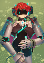 Rule 34 | 1girl, amputee, capelet, cyborg, detached arm, expressionless, extra arms, female focus, highres, mitake eil, original, prosthesis, robot ears, short hair with long locks, solo, visor