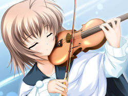 Rule 34 | 1girl, always, bow, closed eyes, game cg, instrument, kitagami kanako, music, solo, tenmaso, violin
