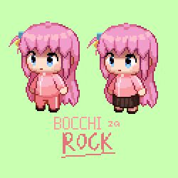 Rule 34 | 1girl, black skirt, blue eyes, blush stickers, bocchi the rock!, chibi, commentary, copyright name, cube hair ornament, english commentary, full body, gotoh hitori, green background, hair ornament, highres, long hair, long sleeves, looking to the side, pink hair, pink track suit, plaid, plaid skirt, simple background, skirt, spawfin, standing, variations