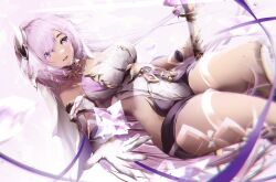 Rule 34 | 1girl, :d, absurdly long hair, absurdres, bare shoulders, black shorts, breasts, bridal veil, bright pupils, cleavage, commentary, detached sleeves, diamond-shaped pupils, diamond (shape), elysia (herrscher of human:ego) (honkai impact), elysia (honkai impact), english commentary, gloves, highres, holding, holding staff, honkai (series), honkai impact 3rd, kagi (dicedkey), large breasts, leotard, long hair, open mouth, pink hair, purple eyes, reaching, reaching towards viewer, short shorts, shorts, sideless leotard, smile, solo, staff, symbol-shaped pupils, thighs, veil, very long hair, white gloves, white leotard, white pupils, white sleeves, white veil