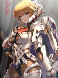 Rule 34 | 1girl, absurdres, android, blonde hair, breasts, chest jewel, cyborg, fiora (xenoblade), gonzarez, green eyes, highres, joints, large breasts, mecha-fiora, robot joints, short hair, solo, xenoblade chronicles 1, xenoblade chronicles (series)