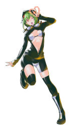 Rule 34 | 1girl, absurdres, bandai, bike shorts, bikini, bikini top only, black bikini, black footwear, black jacket, black shorts, black thighhighs, boots, breasts, curvy, digimon, digimon story: cyber sleuth, digimon world re:digitize, double v, female focus, full body, goggles, goggles around neck, green hair, happy, heart, heart-shaped pupils, highres, hood, hoodie, jacket, looking at viewer, medium breasts, navel, official art, one eye closed, open mouth, orange eyes, over-kneehighs, scan, shinomiya rina, shorts, simple background, smile, solo, swimsuit, symbol-shaped pupils, thighhighs, unzipped, v, white background, white bikini, yasuda suzuhito