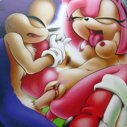 Rule 34 | amy rose, breasts, covered erect nipples, closed eyes, furry, nipples, no humans, nude, open mouth, penis, pubic hair, pussy, sex, sonic the hedgehog, sonic (series), spread legs, tcprod, vaginal