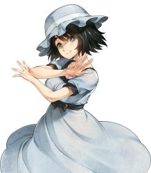 Rule 34 | 1girl, black hair, blue eyes, dress, female focus, hat, highres, official art, shiina mayuri, smile, solo, steins;gate, thick eyebrows, transparent background