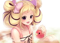 Rule 34 | 1girl, alternate costume, bathing, blonde hair, bow, elise (fire emblem), fire emblem, fire emblem fates, fire emblem heroes, hair bow, highres, multicolored hair, nakabayashi zun, nintendo, open mouth, pink bow, purple eyes, purple hair, rubber duck, solo, twintails