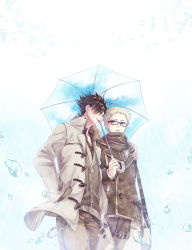Rule 34 | 2boys, glasses, haikyuu!!, holding, holding umbrella, kuroo tetsurou, lowah, multiple boys, short hair, tsukishima kei, umbrella