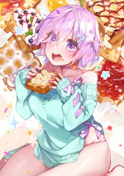 Rule 34 | + +, 1girl, alternate costume, bacon, banana, bread, bread slice, breakfast, breasts, egg, egg (food), eyes visible through hair, fate/grand order, fate (series), food, fruit, hair over one eye, jam, kanola u, large breasts, looking at viewer, mash kyrielight, purple eyes, purple hair, short hair, solo, strawberry, sunny side up egg, symbol-shaped pupils, toast
