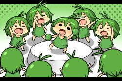 Rule 34 | :3, :d, animated, animated gif, arm up, black eyes, character request, commentary request, dr. bug, green hair, himouto! umaru-chan, medium hair, mini person, minigirl, no pupils, open mouth, parody, smile, ugoira