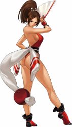 Rule 34 | 1girl, absurdres, artist request, ass, breasts, brown eyes, brown hair, cleavage, hand fan, fatal fury, folding fan, gloves, highres, japanese clothes, long hair, medium breasts, official art, ogura eisuke, ponytail, shiranui mai, sideboob, solo, the king of fighters, the king of fighters xiii