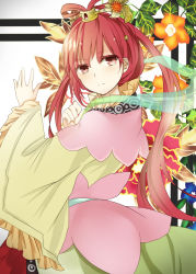 Rule 34 | 1girl, bad id, bad pixiv id, chinese clothes, flower, hair ornament, hair rings, hair stick, hanfu, jewelry, long hair, magi the labyrinth of magic, monica (tamaki 0304), red eyes, red hair, ren kougyoku, solo