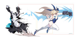 1girl animal_ears blonde_hair blue_archive blue_eyes blue_halo blue_leotard bow bowtie breasts detached_collar earpiece eri_(erikiri) fake_animal_ears halo highleg highres hitbox leotard long_hair maid medium_breasts official_alternate_costume playboy_bunny rabbit_ears solo strapless strapless_leotard thighhighs toki_(blue_archive) toki_(bunny)_(blue_archive) white_thighhighs wrist_cuffs