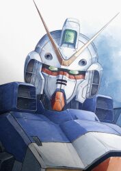 Rule 34 | absurdres, commentary, green eyes, gundam, highres, inori taimatsu, looking at viewer, mecha, mobile suit, no humans, portrait, robot, science fiction, solo, upper body, v-fin, v gundam, victory gundam