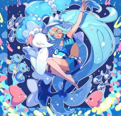 Rule 34 | 1girl, blue eyes, creatures (company), game freak, gen 1 pokemon, gen 3 pokemon, gen 7 pokemon, hatsune miku, highres, horsea, kodamari, long hair, luvdisc, nintendo, pokemon, pokemon (creature), primarina, project voltage, twintails, very long hair, vocaloid, water miku (project voltage), wishiwashi, wishiwashi (solo)
