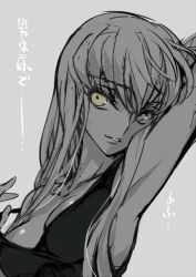 Rule 34 | armpits, breasts, c.c., code geass, collarbone, creayus, monochrome, spot color, translation request, yellow eyes