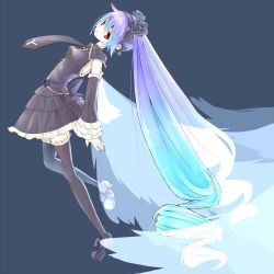 Rule 34 | 1girl, absurdly long hair, anniversary, anti the holic (vocaloid), aqua eyes, aqua hair, artist name, artist request, back bow, bare shoulders, birthday, black bow, black detached collar, black flower, black footwear, black hairband, black necktie, black ribbon, black rose, black sleeves, black thighhighs, blue eyes, blue hair, blue nail polish, blue nails, boots, bow, breasts, collared dress, cross-laced clothes, cross-laced dress, detached collar, detached sleeves, dress, female focus, floating hair, flower, footwear bow, frilled dress, frilled skirt, frills, full body, gothic lolita, gradient hair, hair flower, hair ornament, hairband, happy birthday, hatsune miku, hatsune miku no gekishou (vocaloid), headphones, headset, heaphones, highres, lolita fashion, long hair, long sleeves, long twintails, looking to the side, masaharu (nuaa), miniskirt, multicolored hair, nail, nail polish, necktie, outstretched arms, outstretched hand, parted lips, plaid, plaid dress, plaid skirt, pleated, pleated dress, pleated skirt, project diva (series), project diva 2nd, red eyes, ribbon, rose, shoes, sideboob, skirt, small breasts, smile, solo, spring onion print, standing, thighhighs, tie clip, twintails, very long hair, vocaloid
