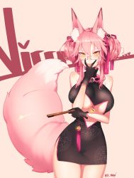 Rule 34 | absurdres, animal ear fluff, animal ears, black gloves, breasts, cunnilingus gesture, eyewear strap, fate/grand order, fate (series), folding fan, fox ears, fox girl, fox tail, glasses, gloves, hand fan, highres, koyanskaya (chinese lostbelt outfit) (fate), koyanskaya (fate), looking at viewer, n0r0, solo, tail, tamamo (fate), tamamo no mae (fate/extra), tongue, tongue out, underboob
