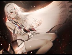 Rule 34 | 10s, 1girl, altera (fate), bandeau, bare shoulders, breasts, cloak, closed mouth, cupping hands, dark-skinned female, dark skin, fate/extella, fate/extra, fate (series), holding, hxxg, midriff, nail polish, navel, own hands together, red eyes, short hair, showgirl skirt, skirt, small breasts, smile, solo, straight hair, thighs, white hair, white skirt