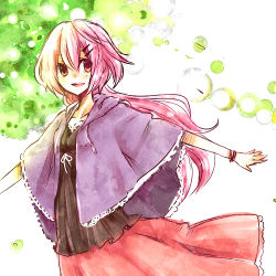 Rule 34 | 1girl, hair ornament, hairclip, long hair, lowres, open mouth, original, pink hair, smile, solo, yuya (night lily)