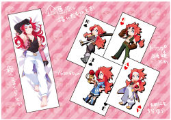 Rule 34 | 1boy, ace (playing card), ace of hearts, bad id, bad pixiv id, barefoot, black gloves, blue eyes, blue footwear, boots, card, card (medium), cosplay, dakimakura (medium), full body, genis sage (cosplay), genius sage, gloves, gotou (pixiv37128), hand on own hip, headband, heart, hip focus, kendama, knee boots, long hair, looking back, male focus, multiple views, one eye closed, over shoulder, pants, playing card, red hair, shirt, shorts, smile, sunglasses, sword, tales of (series), tales of symphonia, tales of vesperia, v, vest, weapon, weapon over shoulder, wink, yuri lowell, yuri lowell (cosplay), zelos wilder