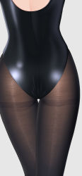 Rule 34 | 1girl, ass, ass focus, black pantyhose, close-up, commentary, english commentary, fine fabric emphasis, from behind, grey background, gurande (g-size), highres, legs together, leotard, narumiya inori, original, pantyhose, shiny clothes, simple background, solo, standing, thigh gap, thighband pantyhose, thighs