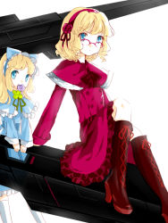 Rule 34 | &gt;:/, 1girl, :/, alice margatroid, alternate color, alternate costume, bespectacled, blonde hair, blue eyes, candy, food, glasses, hair ornament, hairband, lolita hairband, lollipop, long hair, long sleeves, looking at viewer, mouth hold, reeh (yukuri130), shanghai doll, short hair, sitting, touhou, v-shaped eyebrows