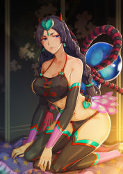 Rule 34 | 1girl, absurdres, bare shoulders, black thighhighs, blush, braid, breasts, chinese clothes, cleavage, closed mouth, collarbone, cosplay, detached sleeves, dudou, earrings, eyeliner, fate/grand order, fate (series), forehead jewel, fundoshi, fuuko chan, gourd, headpiece, heart, highres, horns, japanese clothes, jewelry, kneeling, large breasts, long hair, looking at viewer, low-tied long hair, makeup, minamoto no raikou (fate), navel, parted bangs, purple eyes, purple hair, rope, sash, shuten douji (fate), shuten douji (fate/grand order), shuten douji (halloween caster) (fate), shuten douji (halloween caster) (fate) (cosplay), solo, star (symbol), star print, thighhighs, thighs, twin braids, very long hair