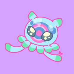 Rule 34 | 1girl, black eyes, digimon, jellyfish, jellymon, simple background, solo, tentacles