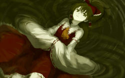 Rule 34 | 1girl, bad id, bad pixiv id, detached sleeves, female focus, hakurei reimu, japanese clothes, lying, miko, partially submerged, solo, sugi, touhou, water
