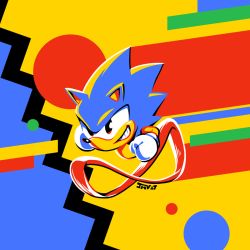 Rule 34 | 1990s (style), 1boy, animal ears, flat color, furry, furry male, gloves, grin, jmanvelez, male focus, motion blur, nose, retro artstyle, running, smile, solo, sonic (series), sonic mania, sonic the hedgehog, sonic the hedgehog (classic), spiked hair