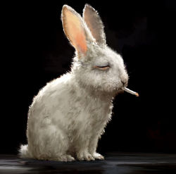 Rule 34 | aiba ryosuke, animal, animal focus, cigarette, closed eyes, no humans, original, rabbit, realistic, sad, smoking, what