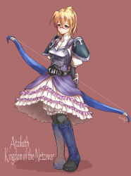 Rule 34 | akiyama nenehisa, armor, blonde hair, bow (weapon), fantasy, fantasy earth zero, glasses, green eyes, solo, weapon