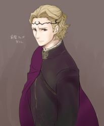 Rule 34 | 1boy, alternate hairstyle, blonde hair, brown background, fire emblem, fire emblem fates, male focus, nintendo, red eyes, robaco, solo, tiara, upper body, xander (fire emblem)