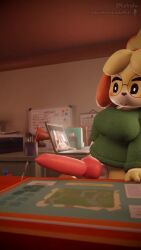 Rule 34 | 1futa, 3d, animal crossing, animal ears, animal penis, animated, artist name, blush, bottomless, breasts, cum, dildo, dog ears, dog tail, ejaculation, furfnsfw, furry, furry female, futanari, glasses, handjob, highres, isabelle (animal crossing), knotted penis, large breasts, large penis, masturbating while penetrated, masturbation, music, nintendo, penis, pov, sex toy, sitting, sitting on object, solo, tagme, tail, testicles, video