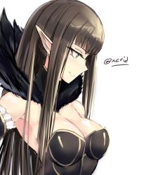 Rule 34 | 1girl, breasts, brown eyes, brown hair, dress, elf, fate/apocrypha, fate (series), highres, i.f.s.f, long hair, pointy ears, semiramis (fate), smile, solo