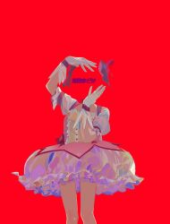 Rule 34 | 1girl, abstract, absurdres, bare legs, bow, bubble skirt, buttons, center frills, commentary request, cupping hands, faceless, faceless female, feet out of frame, flat chest, frilled skirt, frills, gloves, hands up, headless, highres, kaname madoka, kanji, legs together, mahou shoujo madoka magica, mahou shoujo madoka magica (anime), mihifu, own hands together, pink bow, pink ribbon, puffy short sleeves, puffy sleeves, red background, red theme, ribbon, short sleeves, simple background, skirt, solo, surreal, text focus, translated, waist bow, white gloves, white skirt