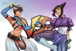 Rule 34 | abs, alternate color, baggy pants, black hair, boots, bracelet, breasts, bun cover, capcom, chaps, china dress, chinese clothes, chun-li, cleavage, cone hair bun, cosplay, costume switch, double bun, dress, drill hair, fighting stance, fingerless gloves, gloves, hair bun, halterneck, halterneck, han juri, jewelry, muscular, muscular female, navel, otonaru, pants, pantyhose, pelvic curtain, puffy short sleeves, puffy sleeves, short sleeves, smile, spiked bracelet, spikes, stomach, street fighter, street fighter ii (series), street fighter iv (series), thick thighs, thighs, toned, twin drills, underboob