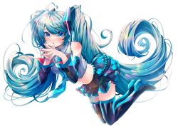 Rule 34 | 1girl, :o, absurdres, ahoge, alternate costume, aqua eyes, aqua hair, aqua necktie, bare shoulders, black skirt, black sleeves, black thighhighs, blouse, blue nails, boots, crop top, detached sleeves, fingers together, floating, floating hair, full body, grey shirt, hair ornament, hatsune miku, heart, heart ahoge, high heels, highres, long hair, looking at viewer, miniskirt, nail polish, necktie, open mouth, pleated skirt, shirayuki towa, shirt, shoulder blush, shoulder tattoo, simple background, skindentation, skirt, sleeveless, sleeveless shirt, solo, spiral, steepled fingers, symbol in eye, tattoo, thigh boots, thighhighs, twintails, very long hair, vocaloid, white background, zettai ryouiki