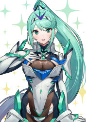 Rule 34 | 1girl, absurdres, breasts, chest jewel, green322, highres, large breasts, long hair, pneuma (xenoblade), ponytail, solo, very long hair, xenoblade chronicles (series), xenoblade chronicles 2